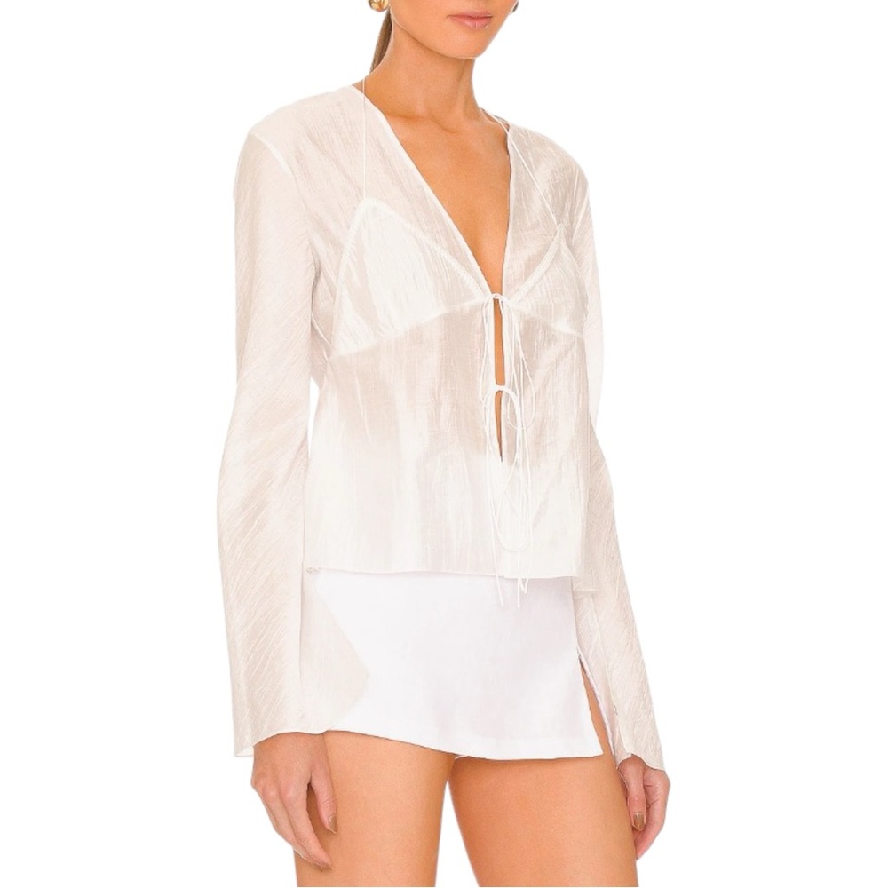 Anna October Innocence Blouse - White Halter Styling Triangle Top Overlay Top